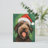 Wirehaired Pointing Griffon Kerstschilderij Feestdagenkaart (Staand voorkant)