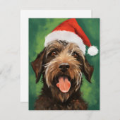 Wirehaired Pointing Griffon Kerstschilderij Feestdagenkaart (Voorkant / Achterkant)