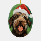 Wirehaired Pointing Griffon Kerstschilderij Keramisch Ornament (Voorkant)