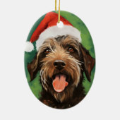 Wirehaired Pointing Griffon Kerstschilderij Keramisch Ornament (Achterkant)