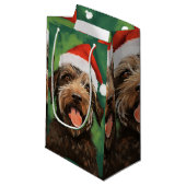 Wirehaired Pointing Griffon Kerstschilderij Klein Cadeauzakje (Voorkant Gekanteld)