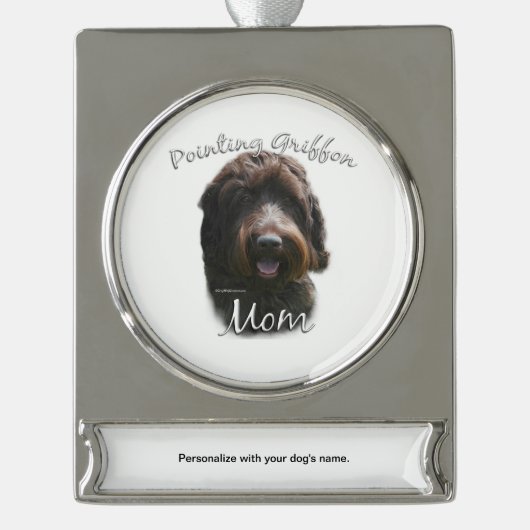 Wirehaired Pointing Griffon Moeder 2 Verzilverd Banner Ornament (Voorkant)