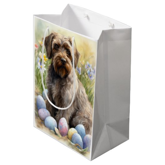 Wirehaired Pointing Griffon Paaseieren Vakantie Medium Cadeauzakje (Achterkant Gekanteld)
