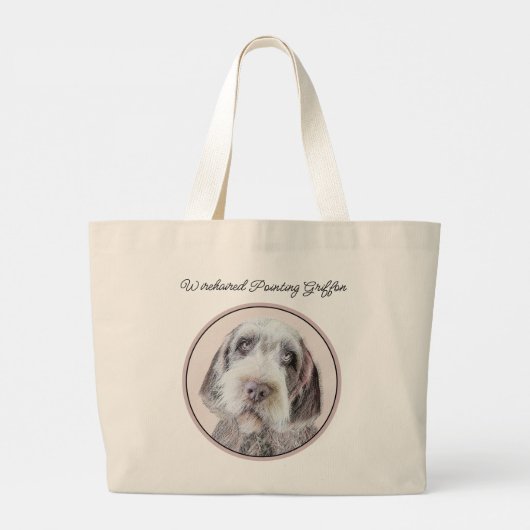 Wirehaired Pointing Griffon Painting Pet Dog Art Grote Tote Bag (Achterkant)