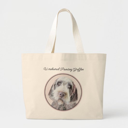 Wirehaired Pointing Griffon Painting Pet Dog Art Grote Tote Bag (Voorkant)