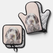 Wirehaired Pointing Griffon Painting Pet Dog Art Ovenwant & Pannenlap Set (Voorkant / Achterkant)