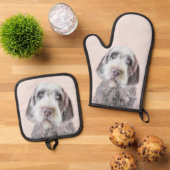 Wirehaired Pointing Griffon Painting Pet Dog Art Ovenwant & Pannenlap Set (Top down)