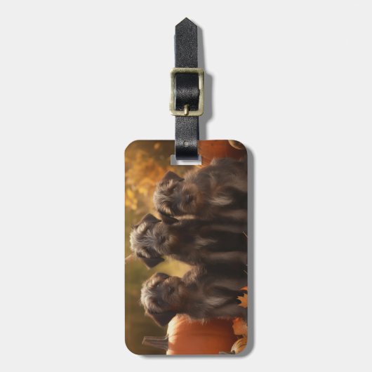 Wirehaired Pointing Griffon Puppy Autumn Bagagelabel (Voorkant verticaal)