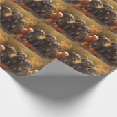 Wirehaired Pointing Griffon Puppy Autumn Cadeaupapier (Hoek)