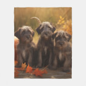 Wirehaired Pointing Griffon Puppy Autumn Fleece Deken (Voorkant)
