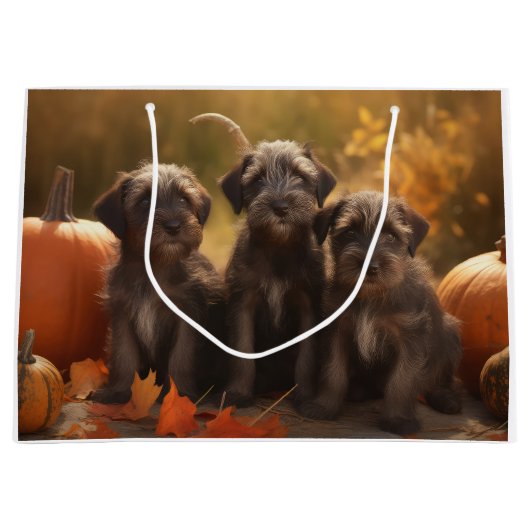 Wirehaired Pointing Griffon Puppy Autumn Groot Cadeauzakje (Voorkant)