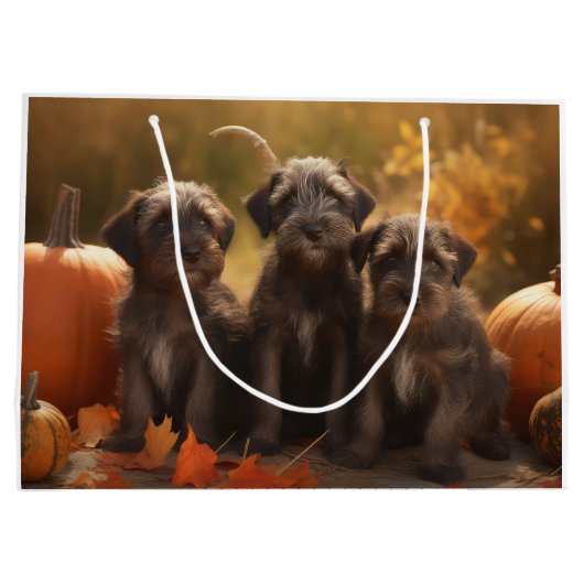 Wirehaired Pointing Griffon Puppy Autumn Groot Cadeauzakje (Achterkant)