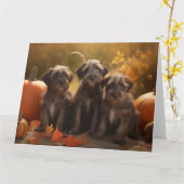 Wirehaired Pointing Griffon Puppy Autumn Kaart (Gele Bloem)