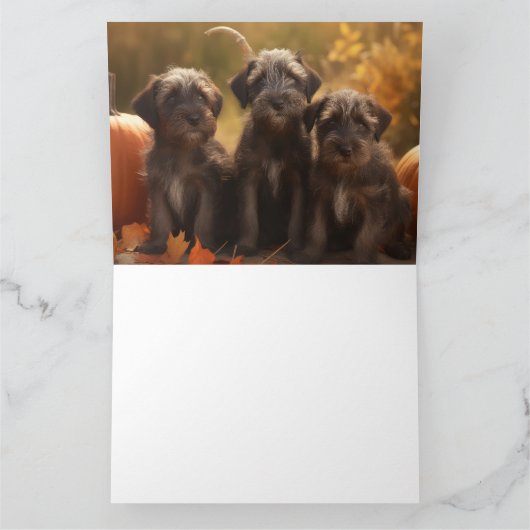 Wirehaired Pointing Griffon Puppy Autumn Kaart (Binnen)