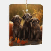 Wirehaired Pointing Griffon Puppy Autumn Keramisch Ornament (Rechts)