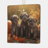 Wirehaired Pointing Griffon Puppy Autumn Keramisch Ornament (Links)