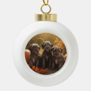 Wirehaired Pointing Griffon Puppy Autumn Keramische Bal Ornament