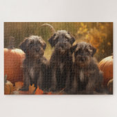 Wirehaired Pointing Griffon Puppy Autumn Legpuzzel (Horizontaal)