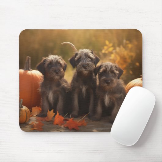 Wirehaired Pointing Griffon Puppy Autumn Muismat (Met muis)