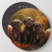 Wirehaired Pointing Griffon Puppy Autumn Ronde Button 6,0 Cm (Voorkant /achterkant)