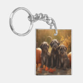 Wirehaired Pointing Griffon Puppy Autumn Sleutelhanger (Voorkant Links)