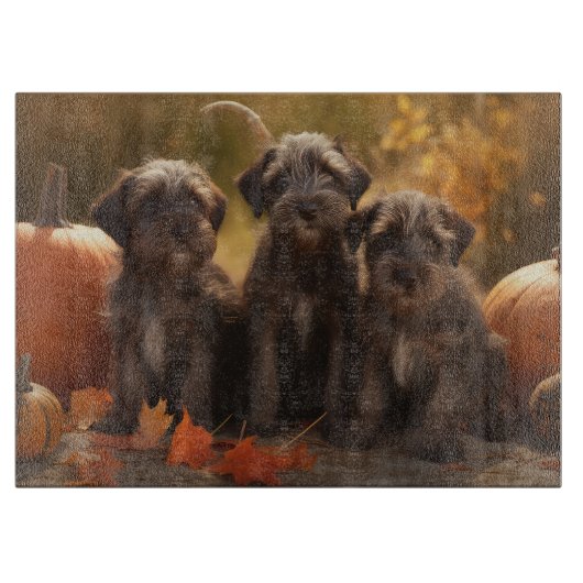 Wirehaired Pointing Griffon Puppy Autumn Snijplank (Voorkant)