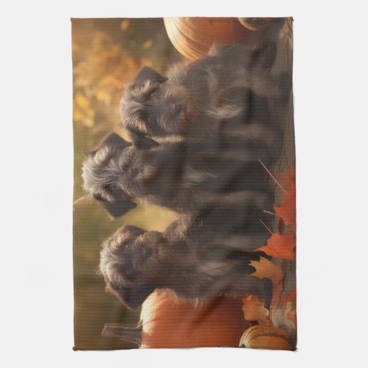 Wirehaired Pointing Griffon Puppy Autumn Theedoek (Verticaal)