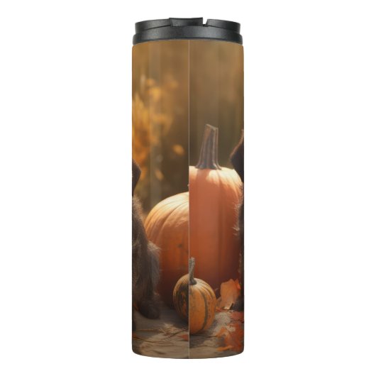 Wirehaired Pointing Griffon Puppy Autumn Thermosbeker (Achterkant)