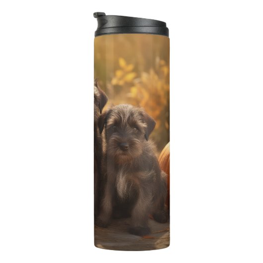 Wirehaired Pointing Griffon Puppy Autumn Thermosbeker (Geroteerd rechts)
