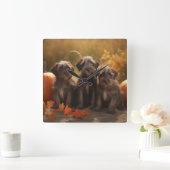 Wirehaired Pointing Griffon Puppy Autumn Vierkante Klok (Huis)