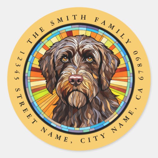 Wirehaired Pointing Griffon Ronde Stickers (Voorkant)