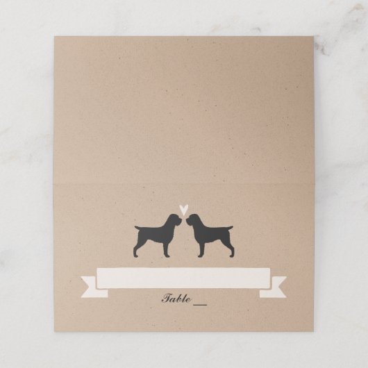 Wirehaired Pointing Griffon Silhouettes Huwelijk Plaatskaartje (Buitenkant ongevouwen)