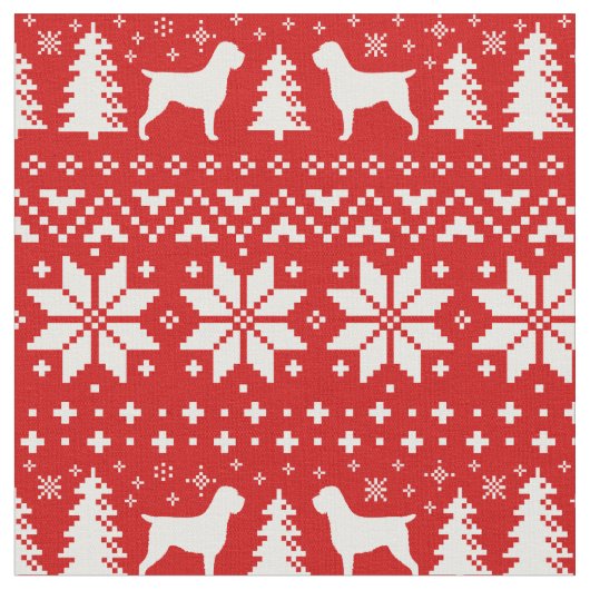 Wirehaired Pointing Griffon Silhouettes Kerstmis Stof (Close Up)