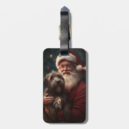 Wirehaired Pointing Griffon Sinterklaas Kerstmis Bagagelabel (Achterkant verticaal)