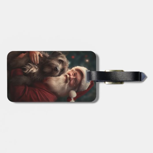 Wirehaired Pointing Griffon Sinterklaas Kerstmis Bagagelabel (Achterkant horizontaal)