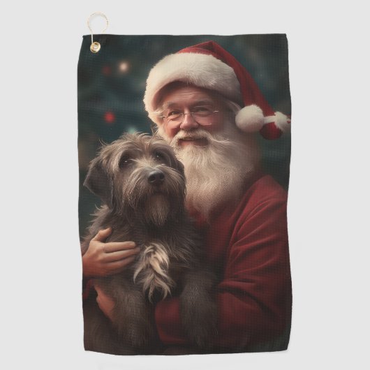 Wirehaired Pointing Griffon Sinterklaas Kerstmis Golfhanddoek (Voorkant)