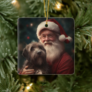 Wirehaired Pointing Griffon Sinterklaas Kerstmis Keramisch Ornament