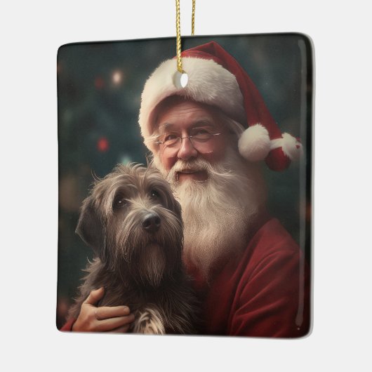 Wirehaired Pointing Griffon Sinterklaas Kerstmis Keramisch Ornament (Links)