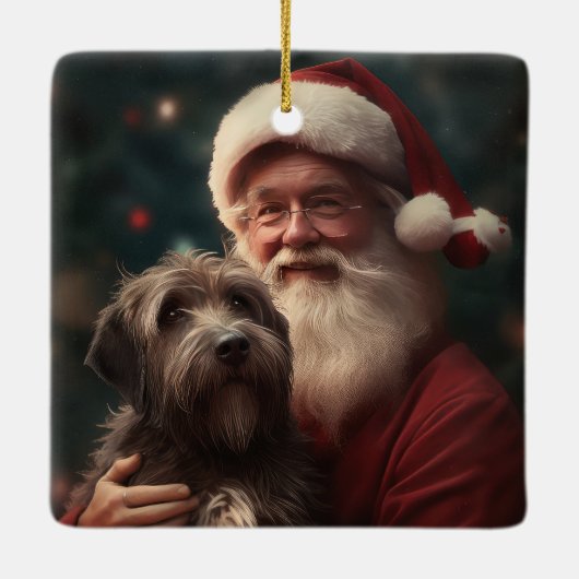 Wirehaired Pointing Griffon Sinterklaas Kerstmis Keramisch Ornament (Achterkant)