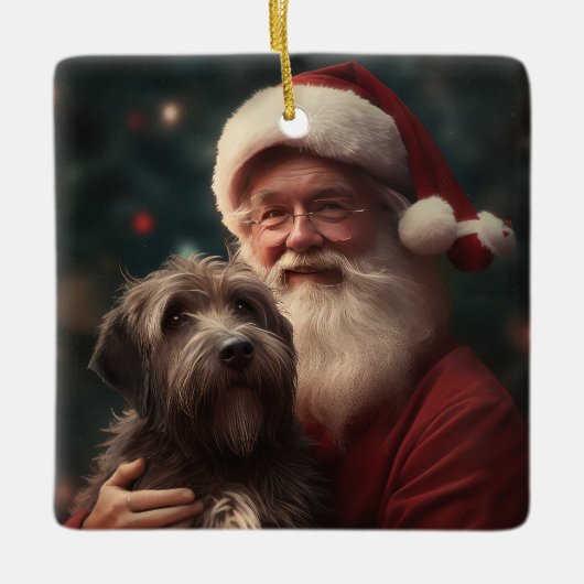 Wirehaired Pointing Griffon Sinterklaas Kerstmis Keramisch Ornament (Voorkant)