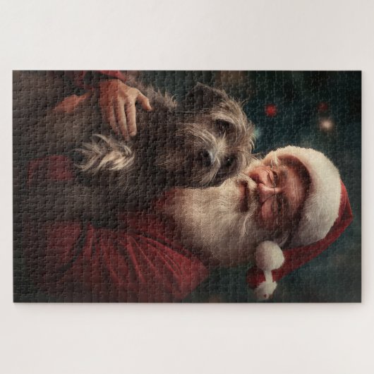 Wirehaired Pointing Griffon Sinterklaas Kerstmis Legpuzzel (Horizontaal)