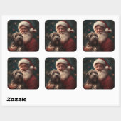 Wirehaired Pointing Griffon Sinterklaas Kerstmis Vierkante Sticker (Vel)