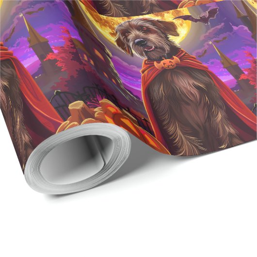 Wirehaired Pointing Griffon Vampire Pumpkins eng Cadeaupapier (Rol Hoek)