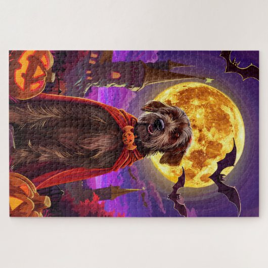 Wirehaired Pointing Griffon Vampire Pumpkins eng Legpuzzel (Horizontaal)