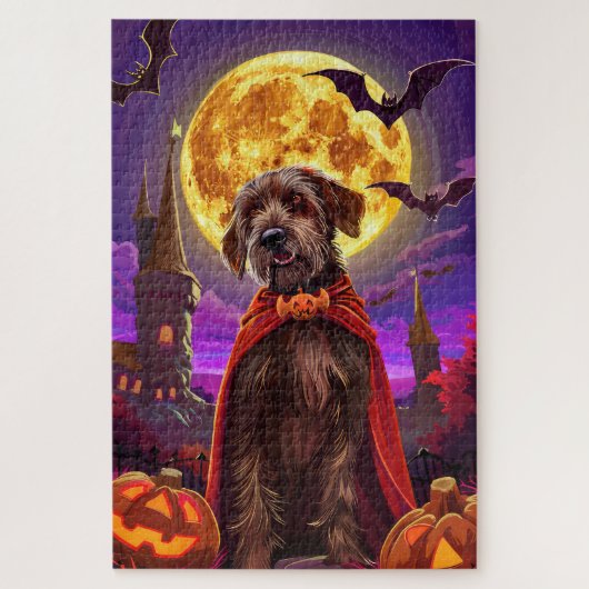 Wirehaired Pointing Griffon Vampire Pumpkins eng Legpuzzel (Verticaal)
