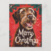 Wirehaired Pointing Griffon Vrolijk Kerstfeest Briefkaart (Voorkant)