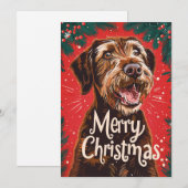 Wirehaired Pointing Griffon Vrolijk Kerstfeest Feestdagenkaart (Voorkant / Achterkant)