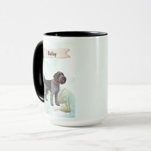 Wirehaired Pointing Griffon Watercolor Personalize Mok (Voorkant links)