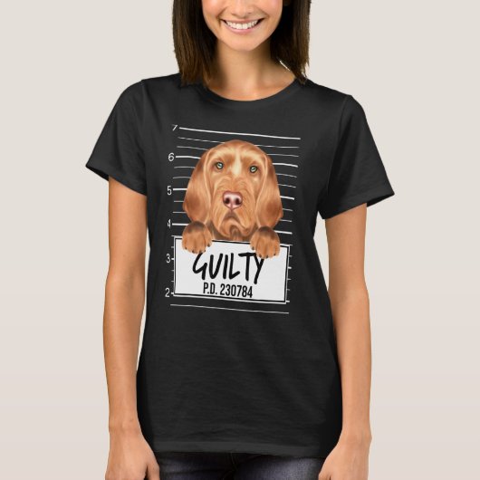 Wirehaired Vizsla Mugshot Guilty Dog T-shirt (Voorkant)