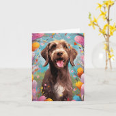 Wirehaired wijzend griffon Gelukkig Pasen Kaart (Gele Bloem)